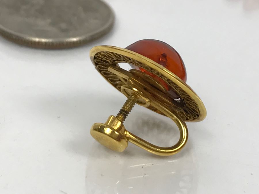 Amber Beads Necklace And Matching Amber Bead Earrings FMV $100 [Photo 8]