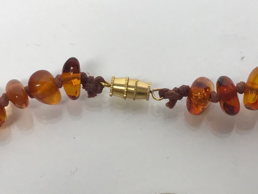 Amber Beads Necklace And Matching Amber Bead Earrings FMV $100 [Photo 9]