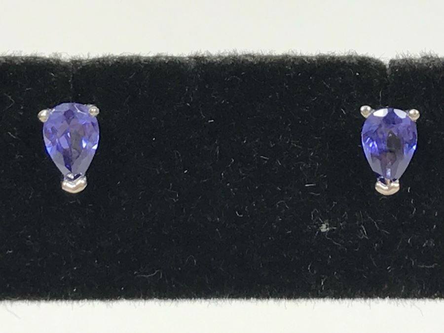 14K White Gold Tanzanite Earrings .8 CTTW 0.8g FMV $150 [Photo 6]