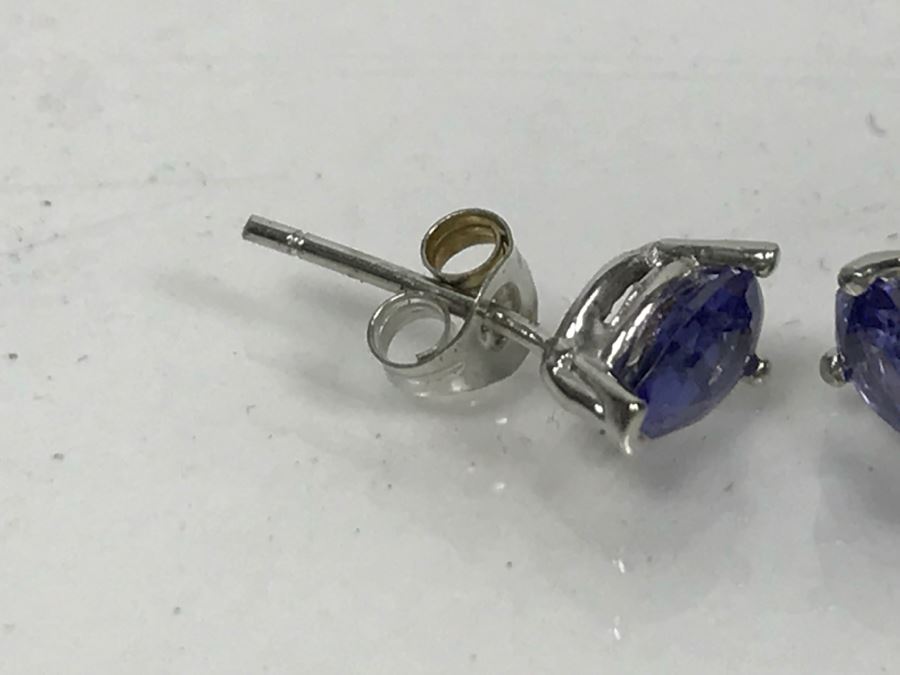 14K White Gold Tanzanite Earrings .8 CTTW 0.8g FMV $150 [Photo 5]