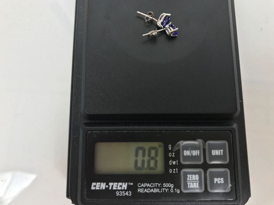 14K White Gold Tanzanite Earrings .8 CTTW 0.8g FMV $150 [Photo 9]