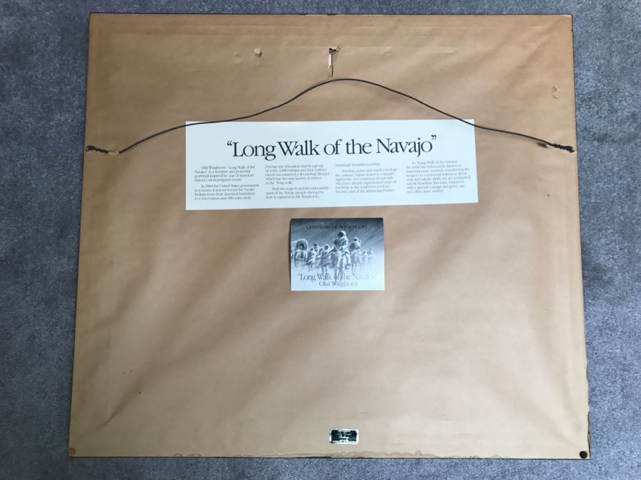 Olaf Wieghorst Limited Edition Lithograph 257 Of 1,500 With Certificate Of Authenticity Frame Has Brass Title Plaque Image Size 19.5' X 23.5' [Photo 11]