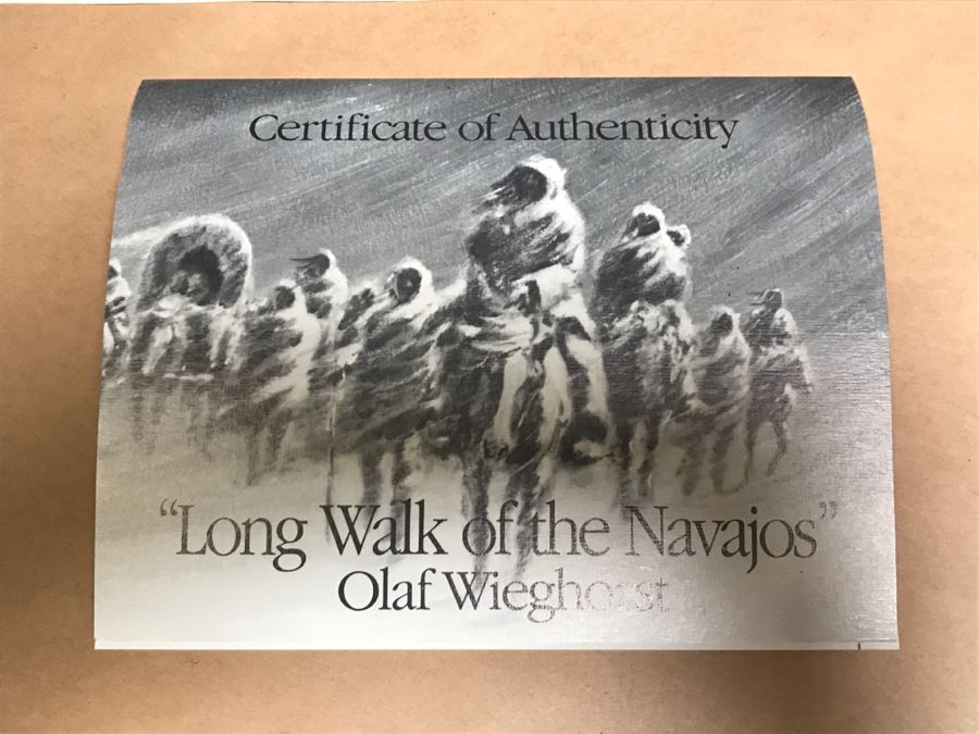 Olaf Wieghorst Limited Edition Lithograph 257 Of 1,500 With Certificate Of Authenticity Frame Has Brass Title Plaque Image Size 19.5' X 23.5' [Photo 15]