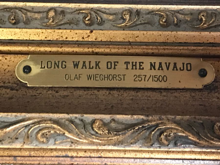 Olaf Wieghorst Limited Edition Lithograph 257 Of 1,500 With Certificate Of Authenticity Frame Has Brass Title Plaque Image Size 19.5' X 23.5' [Photo 2]