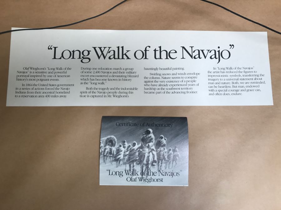 Olaf Wieghorst Limited Edition Lithograph 257 Of 1,500 With Certificate Of Authenticity Frame Has Brass Title Plaque Image Size 19.5' X 23.5' [Photo 12]