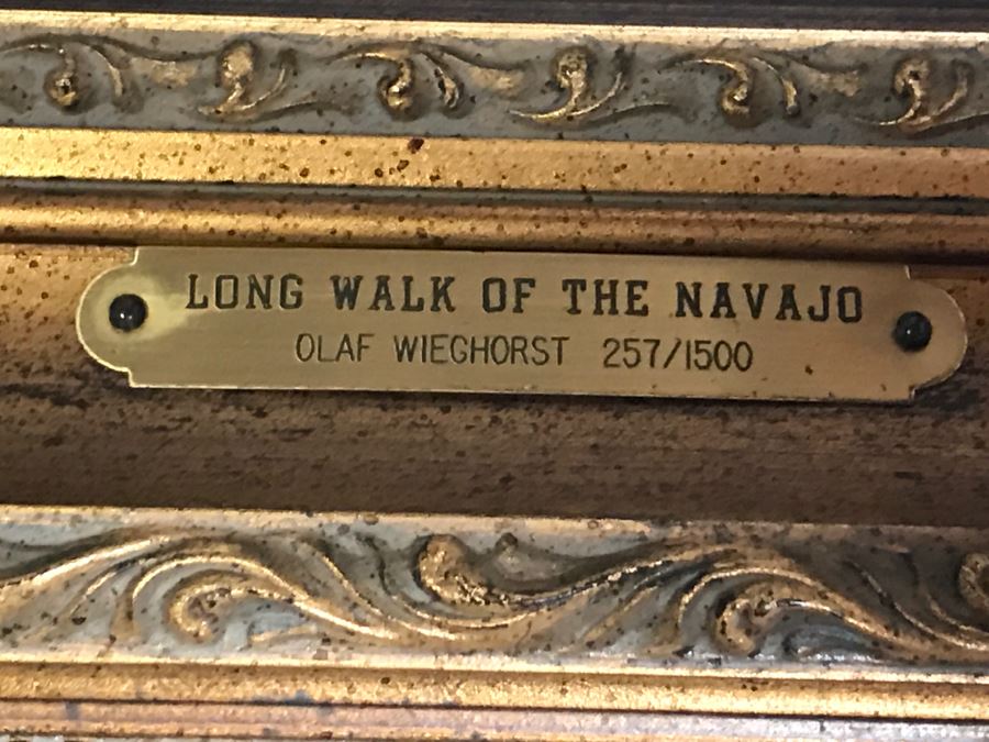 Olaf Wieghorst Limited Edition Lithograph 257 Of 1,500 With Certificate Of Authenticity Frame Has Brass Title Plaque Image Size 19.5' X 23.5' [Photo 10]