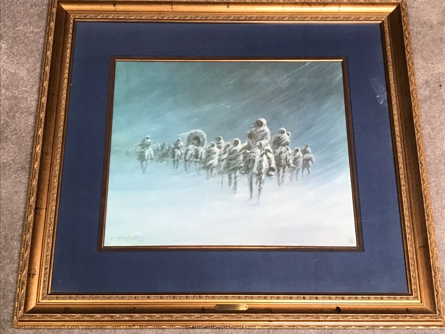 Olaf Wieghorst Limited Edition Lithograph 257 Of 1,500 With Certificate Of Authenticity Frame Has Brass Title Plaque Image Size 19.5' X 23.5' [Photo 3]