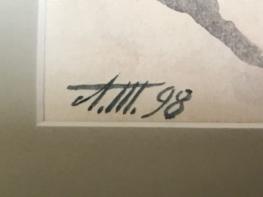 Original Watercolor Painting Of Sleeping Boy Holding Toy Signed By Artist And Framed 9' X 7' [Photo 3]