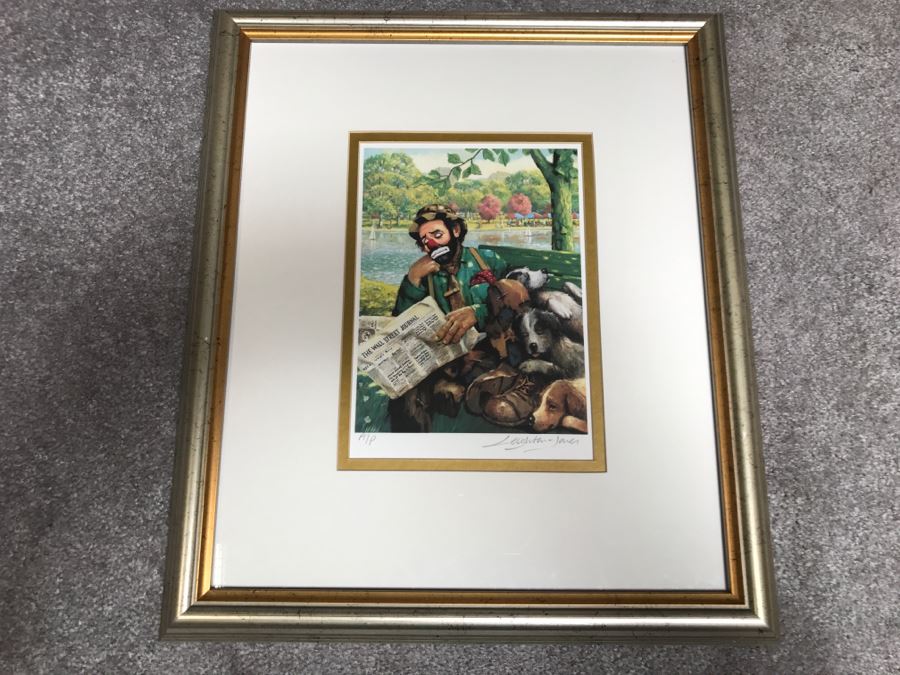 Artist Proof Sad Clown Print By Leighton Jones Signed And Framed 15' X 17' [Photo 2]