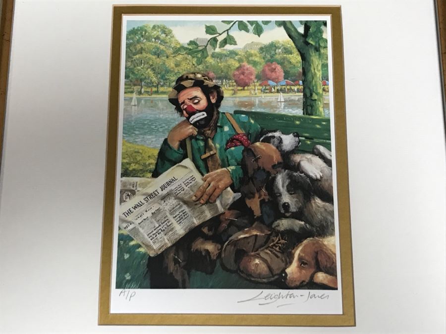 Artist Proof Sad Clown Print By Leighton Jones Signed And Framed 15' X 17' [Photo 3]