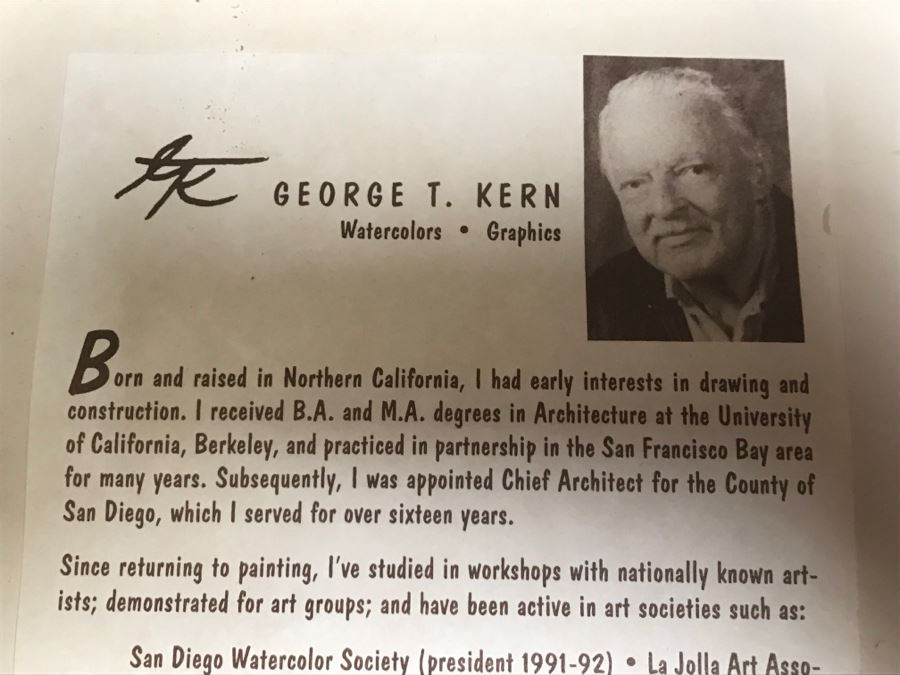 Original Watercolor Painting By George T. Kern Titled 'Early Fishing' At Lake Murray Signed And Framed [Photo 12]