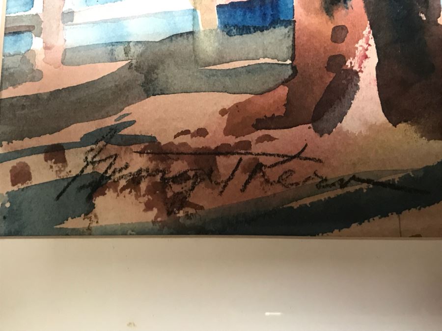 Original Watercolor Painting By George T. Kern Titled 'Early Fishing' At Lake Murray Signed And Framed [Photo 9]