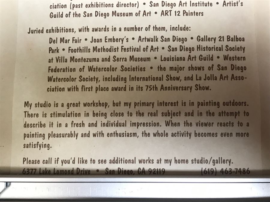 Original Watercolor Painting By George T. Kern Titled 'Early Fishing' At Lake Murray Signed And Framed [Photo 14]