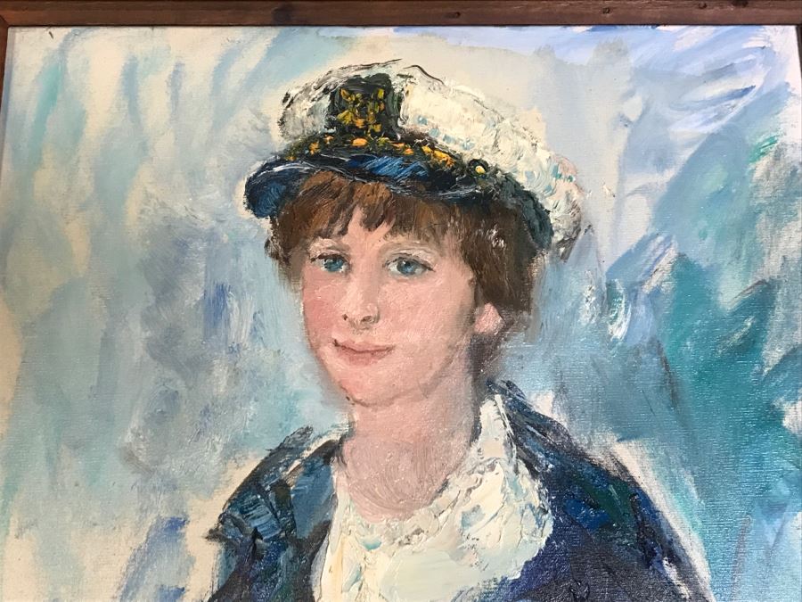 Vintage 1973 David Pollock Oil Painting Of Boy Holding Model Ship 29' X 41' [Photo 4]