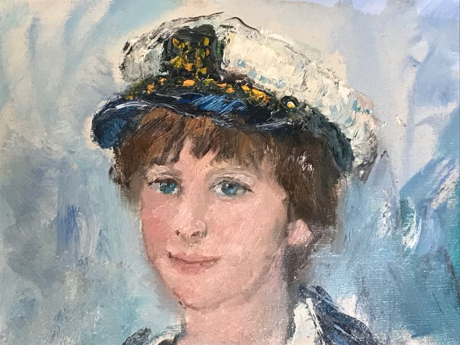 Vintage 1973 David Pollock Oil Painting Of Boy Holding Model Ship 29' X 41' [Photo 5]