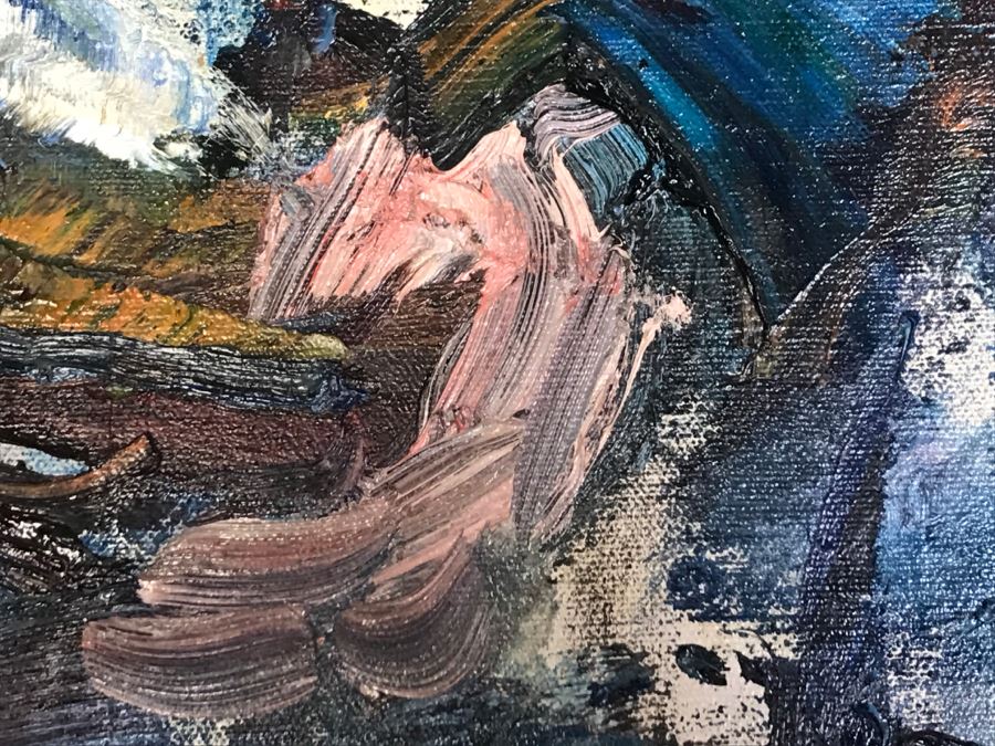 Vintage 1973 David Pollock Oil Painting Of Boy Holding Model Ship 29' X 41' [Photo 9]