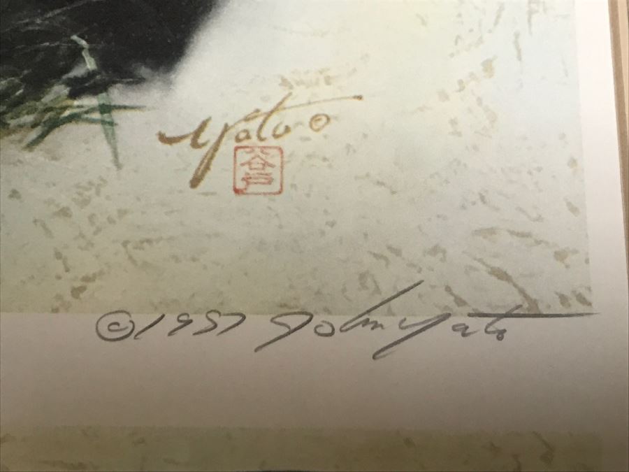 Pair Of Artist Signed Prints By John Yato Titled 'Playful Panda' And 'Carefree Days Of Youth' Framed [Photo 6]