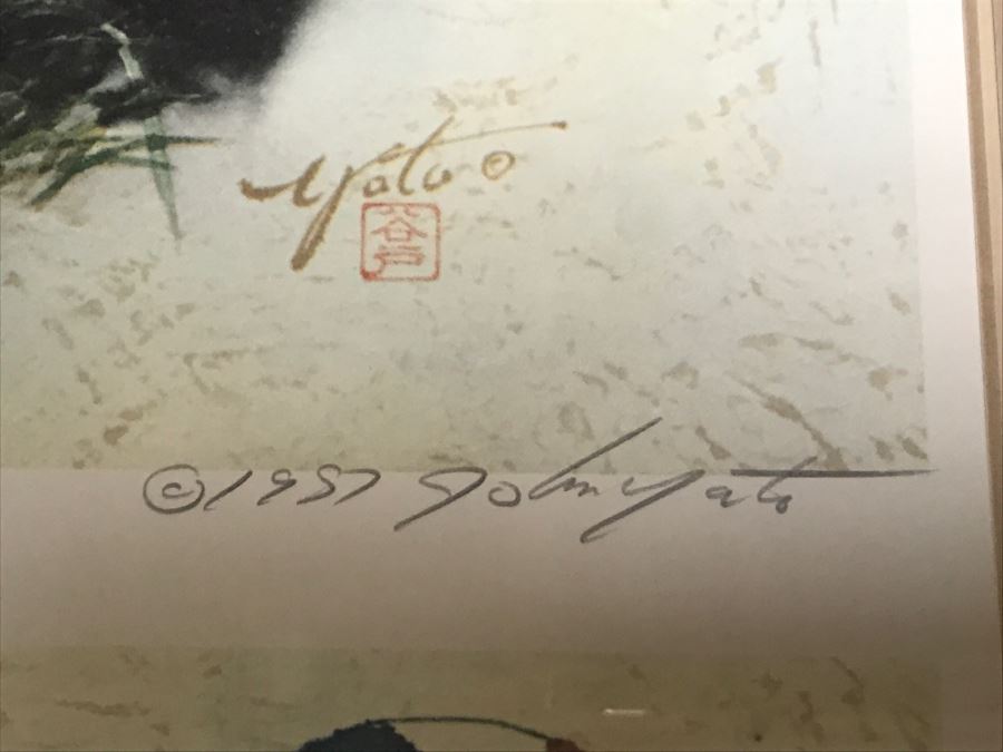 Pair Of Artist Signed Prints By John Yato Titled 'Playful Panda' And 'Carefree Days Of Youth' Framed [Photo 5]