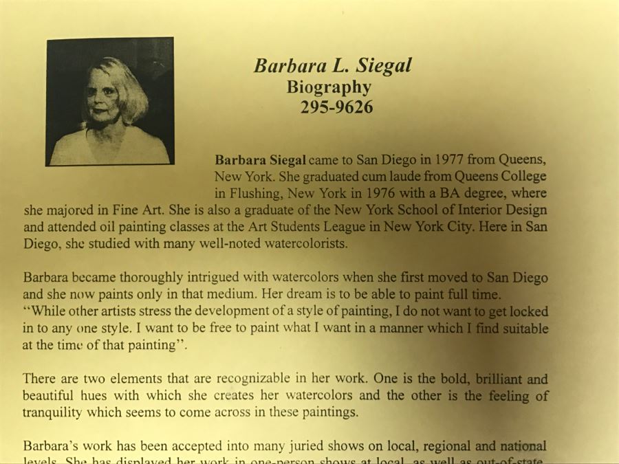 Pair Of Original Paintings Artist Signed By Barbara L Siegal And Framed [Photo 13]