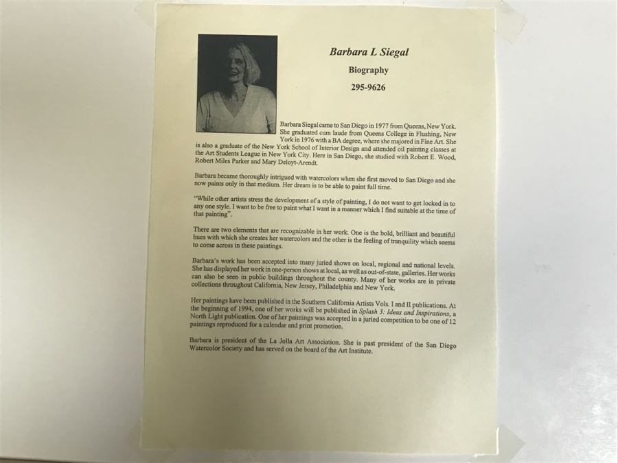 Pair Of Original Watercolors By Barbara L Siegal Framed [Photo 14]