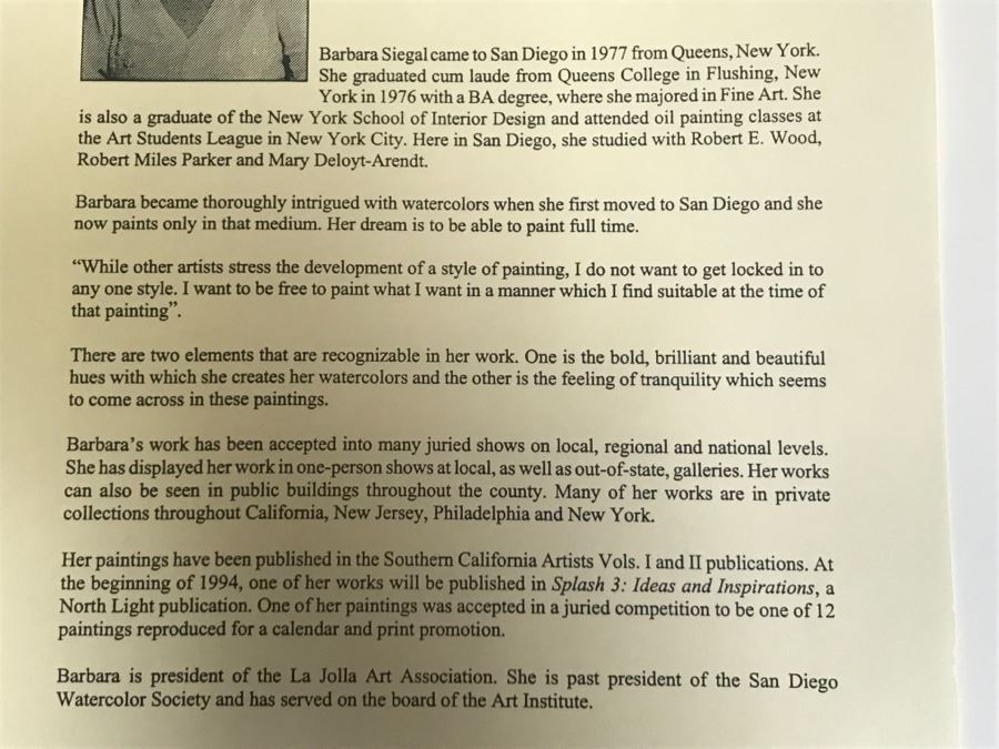 Pair Of Original Watercolors By Barbara L Siegal Framed [Photo 16]