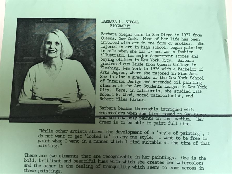 Pair Of Original Watercolors By Barbara L Siegal Framed [Photo 18]