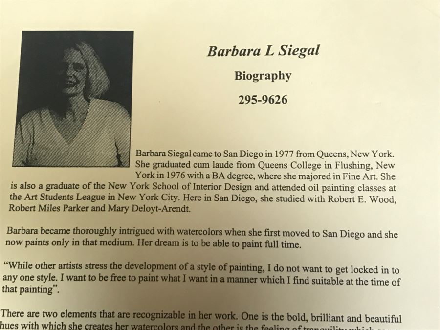 Pair Of Original Watercolors By Barbara L Siegal Framed [Photo 15]