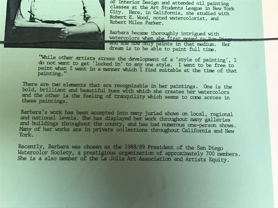 Pair Of Original Watercolors By Barbara L Siegal Framed [Photo 19]