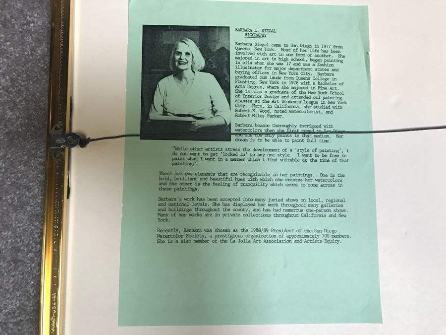 Pair Of Original Watercolors By Barbara L Siegal Framed [Photo 17]