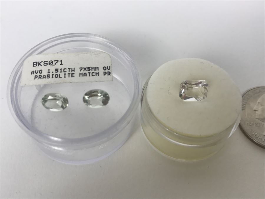Oval Prasiolites And Radiant Cut Quartz Gemstones [Photo 1]