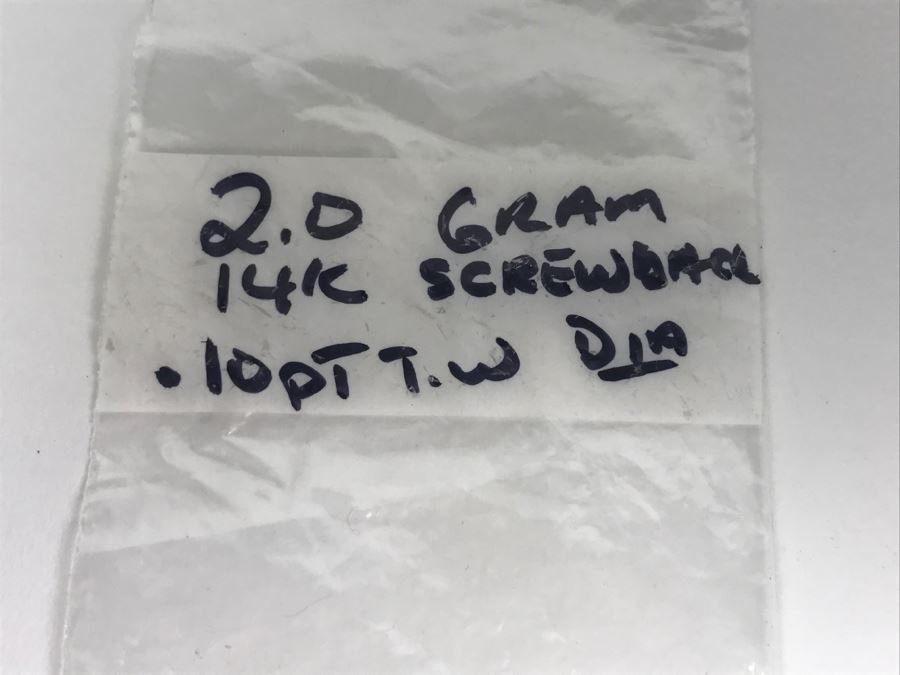 14K Yellow Gold .10Pt TW Diamond Screwback Earrings 2g [Photo 6]