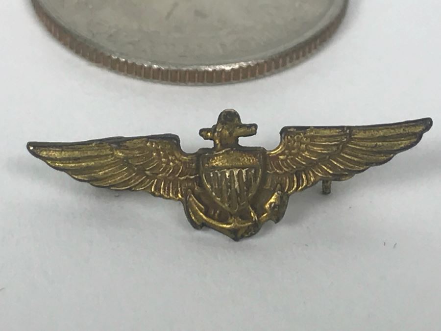 Small Gold On Sterling Silver Military Pin