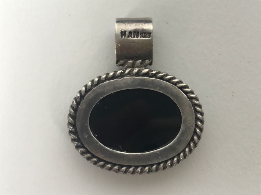 Vintage Sterling Silver Ring With Green Stone And Sterling Silver Black Onyx Pendant 21.2g [Photo 13]