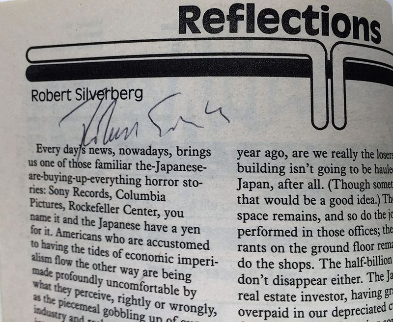 Amazing Stories - Multiple Signatures: Nov 1987 - Signed by Frederik Pohl; July 1990 - Signed by Robert Silverberg, M. Shayne Bell & David Brin; Sept 1990 - Signed by Robert Silverberg & Susan Shwartz [Photo 7]