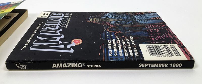 Amazing Stories - Multiple Signatures: Nov 1987 - Signed by Frederik Pohl; July 1990 - Signed by Robert Silverberg, M. Shayne Bell & David Brin; Sept 1990 - Signed by Robert Silverberg & Susan Shwartz [Photo 13]