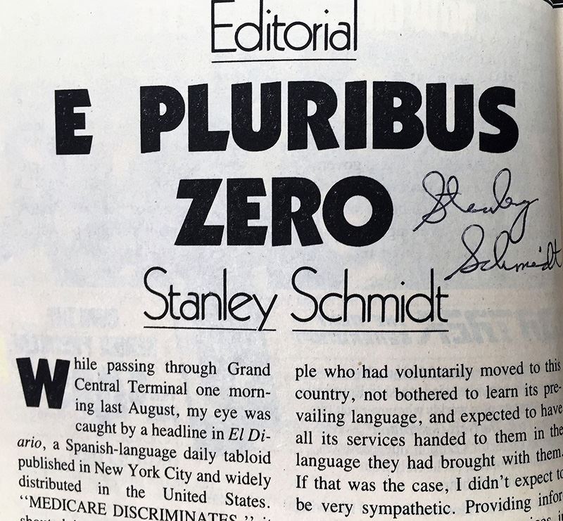 Analog Science Fiction and Fact Magazine - Multiple Signatures: G. Harry Stine, Harry Turtledove, Stanley Schmidt, Michael F. Flynn & Roger MacBride Allen [Photo 28]