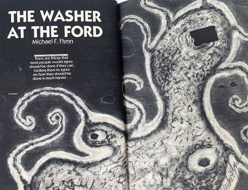 Analog Science Fiction and Fact Magazine - Multiple Signatures: G. Harry Stine, Harry Turtledove, Stanley Schmidt, Michael F. Flynn & Roger MacBride Allen [Photo 20]