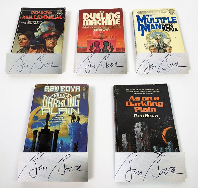 Ben Bova Collection: Millenium, The Dueling Machine, The Multiple Man & As On A Darkling Plain (x2) - Signed by Ben Bova [Photo 1]