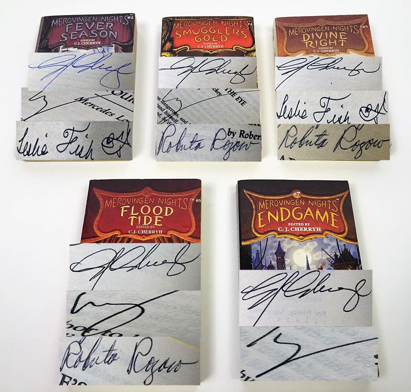 C.J. Cherryh Collection: Merovingen Nights #2,4,5,6,7 - Signed by: C.J. Cherryh, Mercedes Lackey, Leslie Fish & Roberta Rogow [Photo 1]