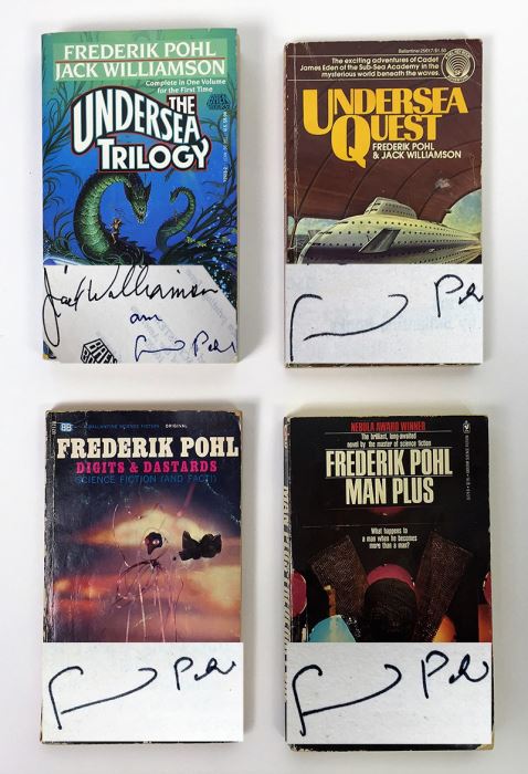 Frederik Pohl & Jack Williamson Collection: The Undersea Trilogy & The Undersea Quest - Signed by Frederik Pohl & Jack Williamson; Frederik Pohl Collection: Digits & Dastards, Man Plus - Signed by Frederik Pohl