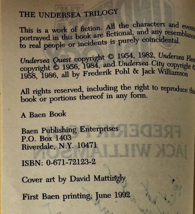 Frederik Pohl & Jack Williamson Collection: The Undersea Trilogy & The Undersea Quest - Signed by Frederik Pohl & Jack Williamson; Frederik Pohl Collection: Digits & Dastards, Man Plus - Signed by Frederik Pohl [Photo 6]