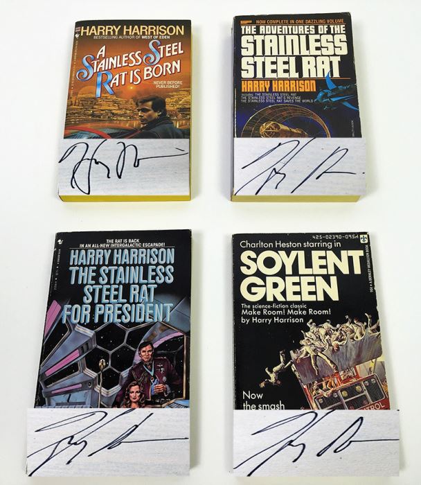 Harry Harrison Collection: A Stainless Steel Rat is Born, The Adventures of the Stainless Steel Rat, The Stainless Steel Rat for President & Soylent Green - Signed by Harry Harrison
