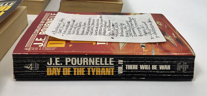 J.E. Pournelle Collection: There Will Be War Series (Book 1-4): There Will Be War, Men of War, Blood and Iron & Day of the Tyrant - Multiple Signatures: J.E. Pournelle, Larry Niven, Poul Anderson, Joe Haldeman, William F. Wu, Joel Rosenberg & Jack Vance [Photo 37]