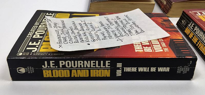 J.E. Pournelle Collection: There Will Be War Series (Book 1-4): There Will Be War, Men of War, Blood and Iron & Day of the Tyrant - Multiple Signatures: J.E. Pournelle, Larry Niven, Poul Anderson, Joe Haldeman, William F. Wu, Joel Rosenberg & Jack Vance [Photo 28]