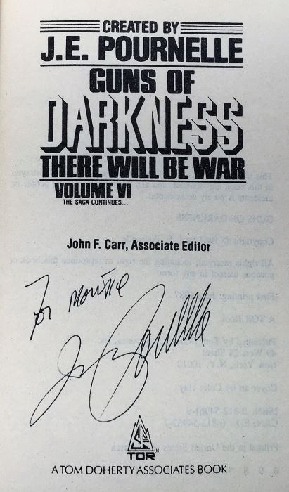 J.E. Pournelle Collection: There Will Be War Series (Book 5-9): Warrior, Guns of Darkness, Call to Battle!, Armageddon & After Armageddon - Multiple Signatures: J.E. Pournelle, William F. Wu, Harry Turtledove, Gregory Benford, Ben Bova, Dean Ing, etc. [Photo 17]