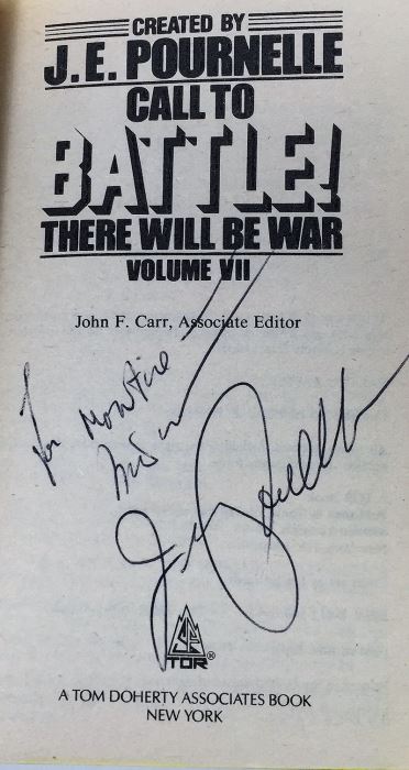 J.E. Pournelle Collection: There Will Be War Series (Book 5-9): Warrior, Guns of Darkness, Call to Battle!, Armageddon & After Armageddon - Multiple Signatures: J.E. Pournelle, William F. Wu, Harry Turtledove, Gregory Benford, Ben Bova, Dean Ing, etc. [Photo 28]