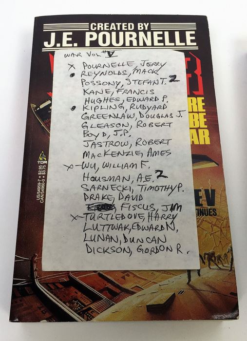 J.E. Pournelle Collection: There Will Be War Series (Book 5-9): Warrior, Guns of Darkness, Call to Battle!, Armageddon & After Armageddon - Multiple Signatures: J.E. Pournelle, William F. Wu, Harry Turtledove, Gregory Benford, Ben Bova, Dean Ing, etc. [Photo 3]