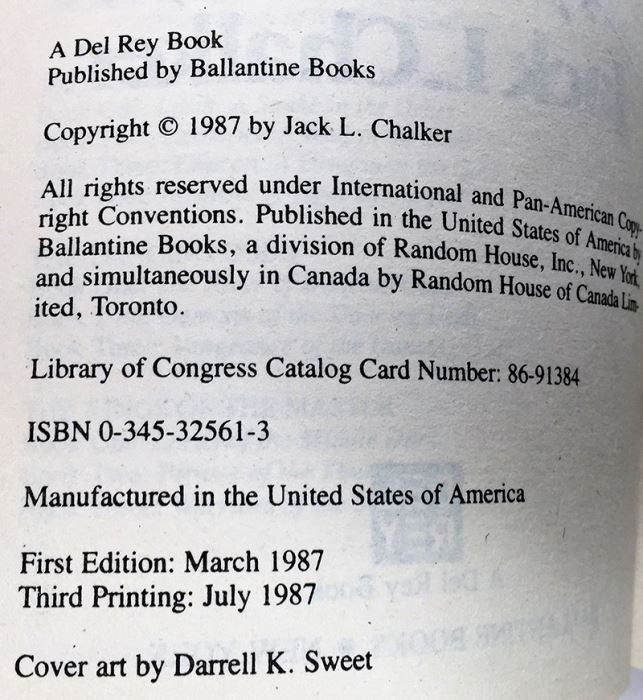 Jack L. Chalker Collection: The River of the Dancing Gods, Songs of the Dancing Gods & Vengeance of the Dancing Gods; Pirates of Thunder, The Web of the Chozen & The Labyrinth of Dreams - Signed by Jack L. Chalker [Photo 12]