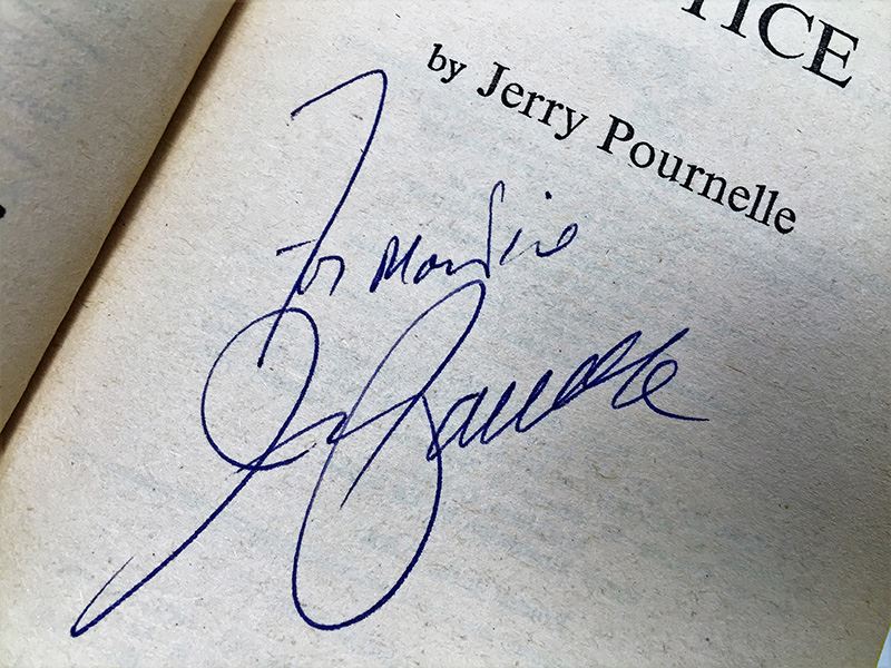 Jerry Pournelle Collection: A Step Farther Out, Janissaries, Exiles to Glory, High Justice & Birth of Fire (Laser Books 23) - Signed by Jerry Pournelle [Photo 25]