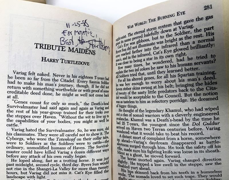 Jerry Pournelle Collection: War World Series: Blood Feuds, The Burning Eye, Sauron Dominion & Revolt on War World - Multiple Signatures: Jerry Pournelle, Harry Turtledove, Mike Resnick, Poul Anderson, Harry Turtledove, Susan Shwartz, S.M. Stirling, etc. [Photo 22]